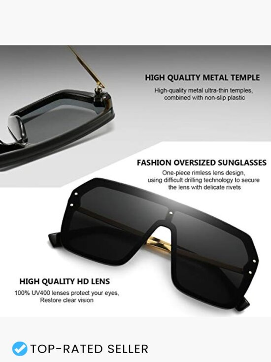 Oversized Flat Top Rimless Sunglasses Siamese Big Large  display picture 1